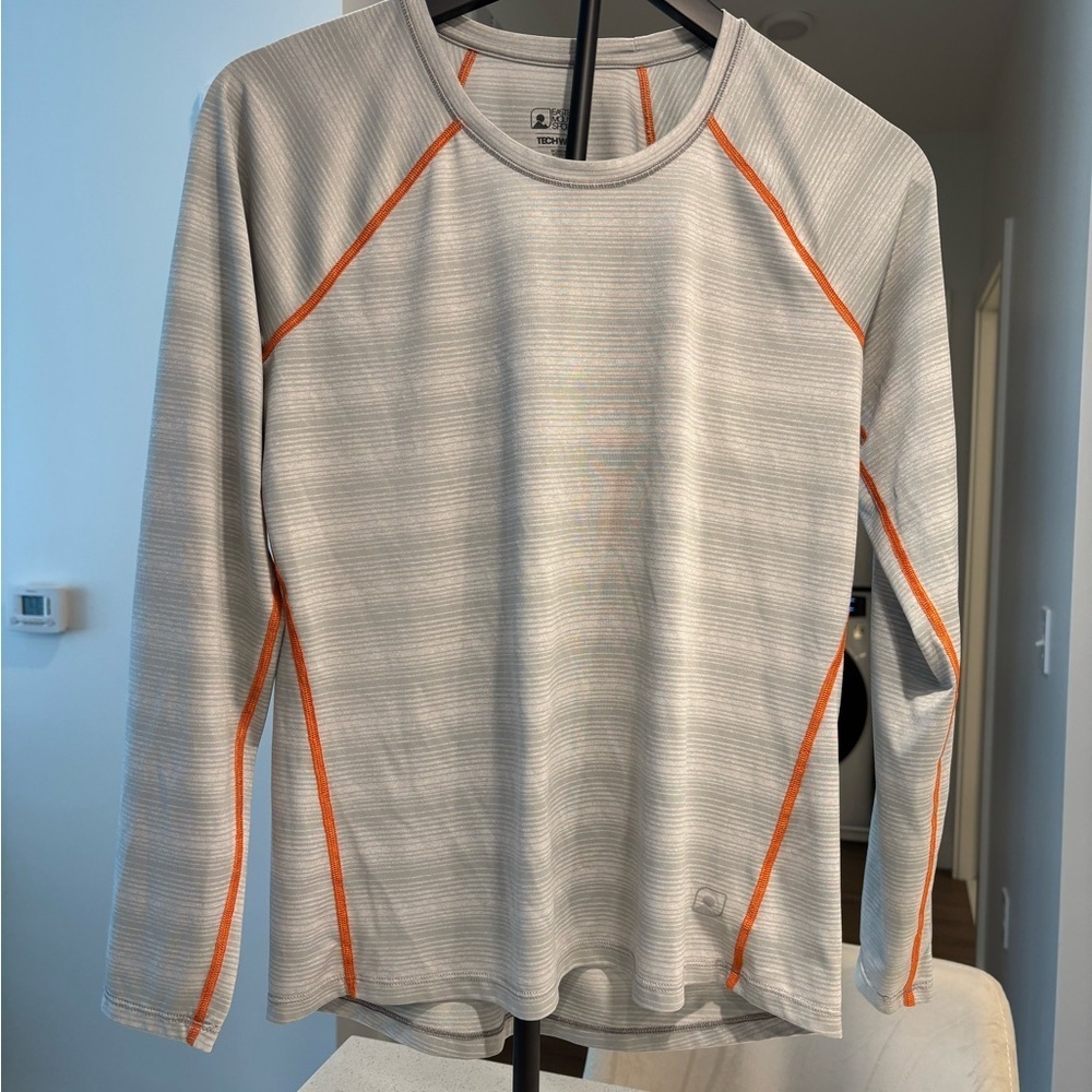 Eastern Mountain Sports Techwick T-Shirt, Long Sleeve, Gray and Orange, Size M